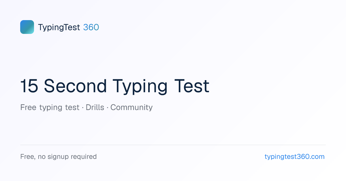 15 Second Typing Test — Lightning-Fast WPM Check