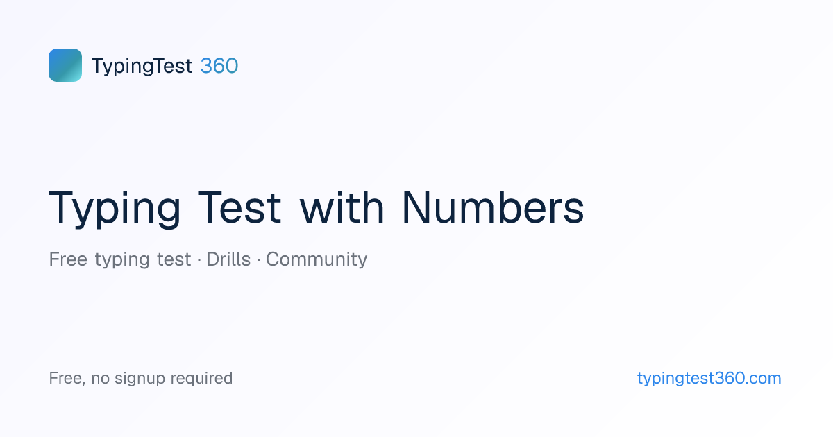 Typing Test with Numbers — Numeric & Alphanumeric Speed